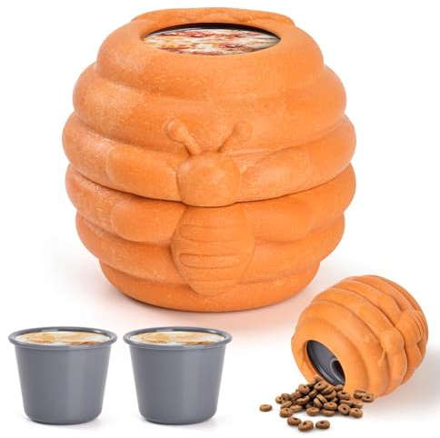 AUSCAT Dog Frozen Treat Toy, Safe and Durable Dog Enrichment Toys to Keep Them Busy, Indestructible Dog Treat Dispenser in Honey Jar Shape, Orange