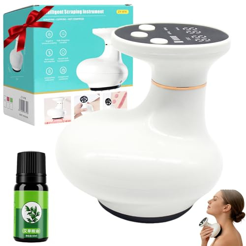 MAOYING Masaje 4 en 1 para combatir la celulitis - dispositivo eléctrico con vacío y guasha, piel más firme y mejor circulación, masaje profundo con calor, para uso en todo el cuerpo en casa (blanco)
