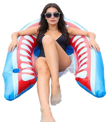 Aufblasbare Lounge - Shark Design Liegeschwimmmatte | Pool-Sessel für Erwachsene | für Strandurlaub, Reisen, Entspannung & Familie
