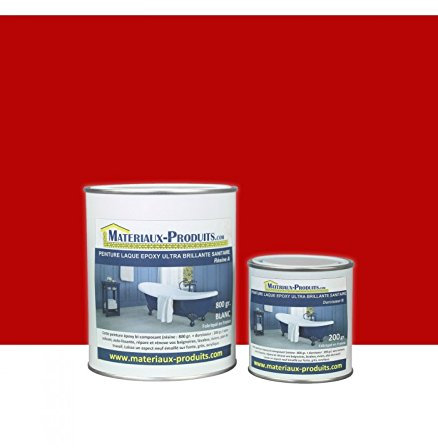 MATPRO - Peinture Laque Epoxy Salle de Bain - Sans Solvant, Auto-Lissant - Répare & Rénove Baignoire, Lavabo, Évier, Plan de Travail - Rouge Brillant - 5Kg