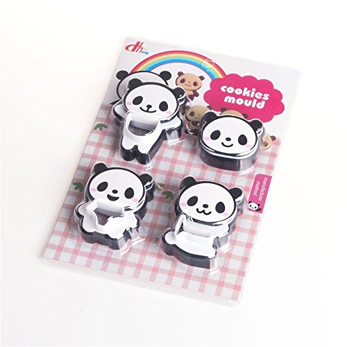 LAOMAO Desayuno DIY lindo cómic panda forma pastel cortador de galletas plástico pan molde fabricante 4 tipos 1 juego