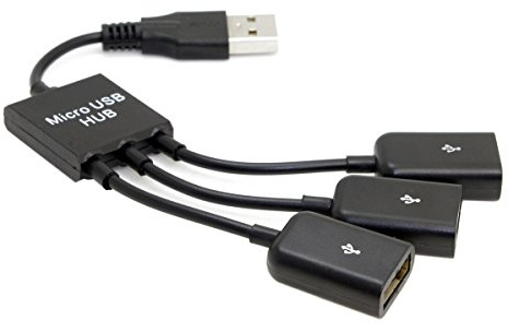 Cablecc USB 2.0 Hub mit 3 Kabel-Eingängen für Stromversorgung, Laptop, Notebook, PC, Maus, Massenspeichergerät