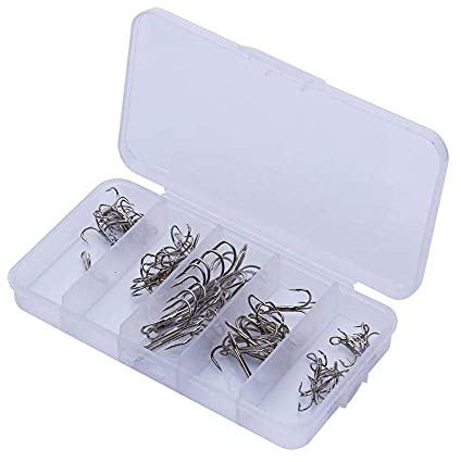 50 Teile/Schachtel Angeln Drillingshaken Kohlenstoffstahl Kleine Runde Biegung Triple Hard Lure Fishshook Gr??e 2 4 6 8