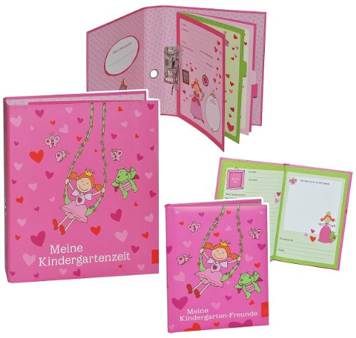 2 TLG. Set: Ringbuch/Sammelordner Meine Kindergartenzeit Album + Freundebuch - Kindergarten/Dokumente A4 - Prinzessin Freunde - Ordner als Fotobuch / ..