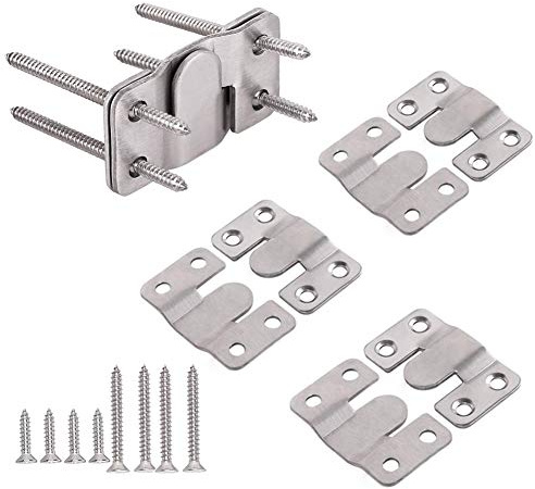 Furniture Flush Mount Bracket- Headboard Wall Mount Hardware- Large Picture Hangers- Heavy Duty Photo Frame Hook- Stainless Steel Interlocking Z Clips for Large Picture Display Art Gallery (4 Sets )