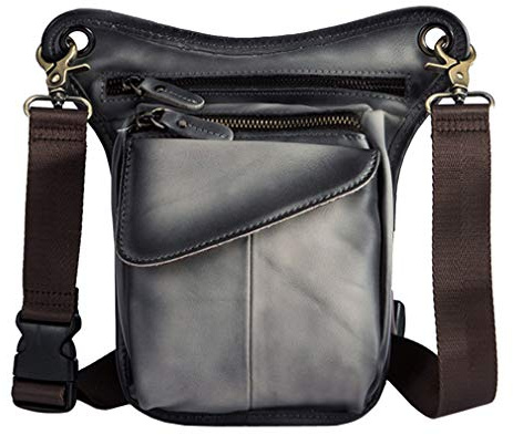 Vendimia Bolsa de Piel Pierna Gota para Hombres Mujeres Bolso de Cintura Riñonera vago multifunción Militar táctico Motocicleta Ciclista Ciclista Senderismo Deportes Camping Montar Oscuro