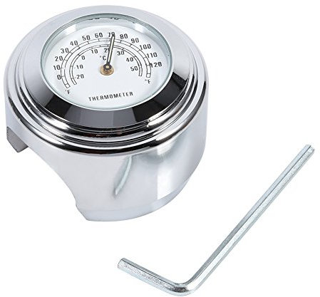 Motorrad-Thermometer mit Aluminiumlegierung-Lenkerhalterung, Aluminiumlegierung 7/8 1 Motorrad Lenkerhalterung Thermometer Wasserdichtes Temp Messgerät Weiß
