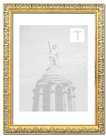 Barock-Bilderrahmen Hannah Gold 20 x 30 cm Kunststoffglas Antireflex 2mm Florale Verzierung Schlagmetall