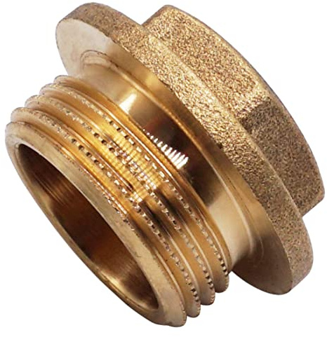 SKIR'CO (1 pz) Ottone Tappo per Tubo, 3/4 Tappo in Ottone Maschio, Testa Esagonale Flangiato Spina, Filettatura Esterna BSP