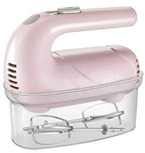 Samnuerly Mini Portable Egg Beater, Speed Electric Hand Mixer with Case, Beaters, Whisk (Pink)