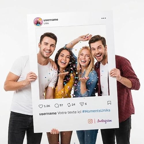 PERSONALISIERTER Selfie-RAHMEN Social Instagram | Selfie-RAHMEN für Partys und Firmenveranstaltungen, 65 x 95 cm