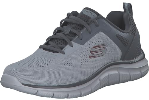 Skechers träningsskor för män, Grå konstruerat nät Pu träkol trim, 42 EU