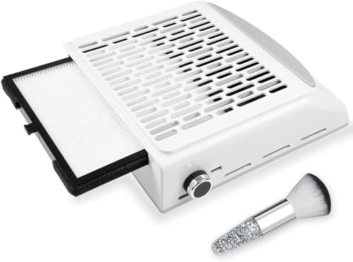 BQAN Nail Dust Collector with Dust Brush, 80W Suction Machine for Acrylic Nails Polishing, Vacuum Fan Manicure Tool