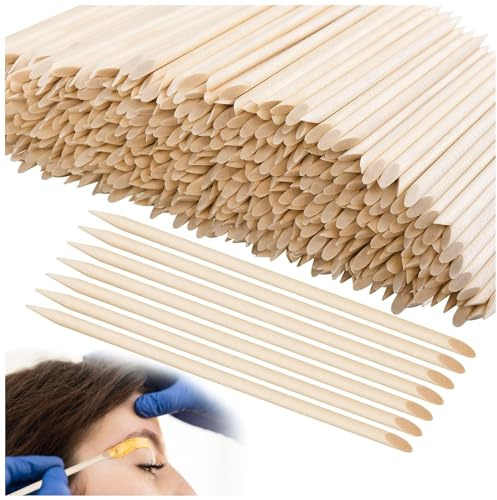 400 PCS Eyebrow Wooden Wax Sticks, Double Sided Eyebrow Wax Spatula Sticks, Wax Applicator Sticks for Lip Nose Face Hair Removal Smooth Skin Use