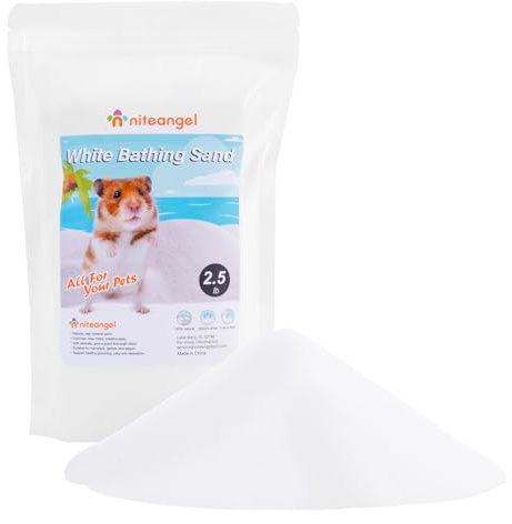 Niteangel Hamster Desert Bath Sand | No-Dust Bath or Potty Litter for Hamster Chinchillas Gerbil Mice Degu or Other Small Pets (White Sand, 2.5LB/40oz)