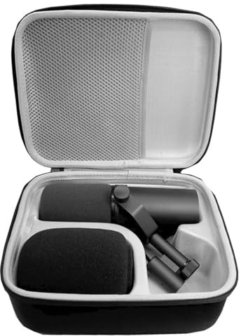Lazmin112 Étui de Microphone sans Fil, étui de Transport Rigide, étui Extérieur à Coque Rigide en EVA pour Microphone Portable, pour Microphone et Trépied SM7B MV7 MV7X