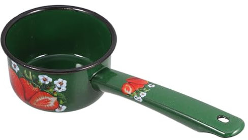 Luxshiny Cuillère à Louche Émaillée Vintage Pour Cuisine Petite Casserole à Lait Émail Avec Manche Ergonomique Pratique Pour Salle De Bain Et Jardin Fraise