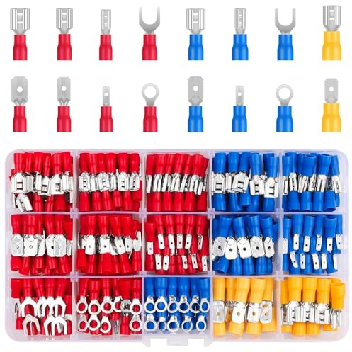 280 Pcs Crimp Connectors, Wire Ferrules Kit - Electrical Terminal Ferrules Crimp Connector Ring Crimps for Automotive, Car, Motorcycle Repairs