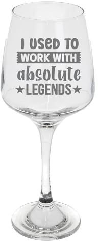 Grand verre à vin gravé « I Used to Work with Absolute Legends » - Cadeau de départ à la retraite - 400 ml - Cadeau fantaisie pour homme et femme