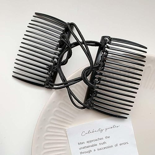 Schwarze verstellbare magische Haarspange, dehnbarer Doppelkamm, keine Falten, Haarnadeln, Kämme für Damen, Haarstyling, magische Haarkämme für Frauen
