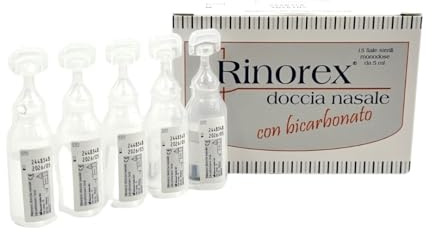STEWART ITALIA - RINOREX DOCCIA BICARBONATO 15FX5ML, Soluzione Salina Ipertonica Al 3% Idoneo Per Doccia Nasale Micronizzata, Per la terapia aerosolica di adulti e bambini