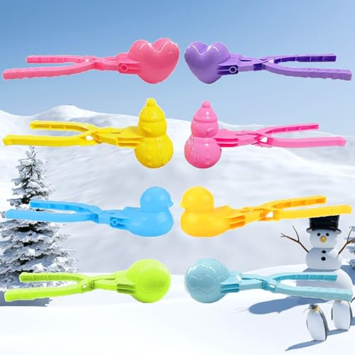 Bustlwor Snöbollsklämmor, snöbollsklämmor med handtag, hjärta, snöbollsklämmor, används för snöbollskrig, vinter, utomhusbruk, strandspel (slumpmässiga färger)