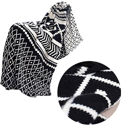 JEWEDECO 1stück Geometrische Strickdecke Im Boho-Stil Für Sofa Bett Und Flugzeug Gemütlich Und Maschinenwaschbar Vielseitige Wohndecke Für Jahreszeiten