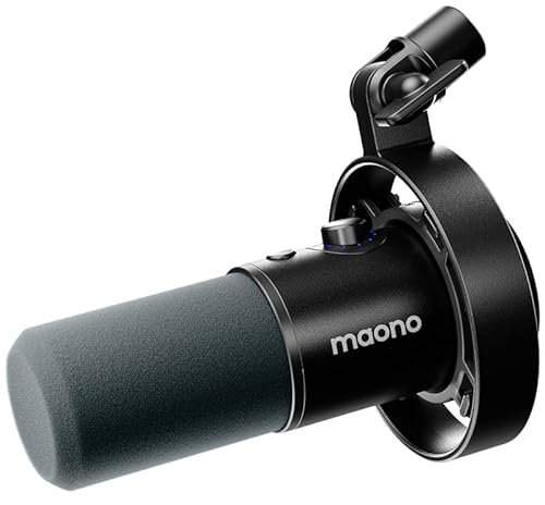 MAONO Microphone PD300X pour Podcast - Micro Professionnel XLR-USB, Hi-FI 192 kHz-24 Bit, réduction du Bruit, Logiciel Link, Optimal pour Le podcasting et Les enregistrements vocaux en Studio