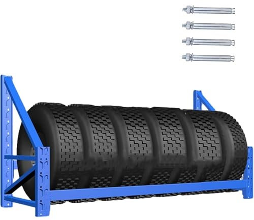 KUANGGE An der Wand montierter Garagen-Reifenregal-Organizer, mehrere Reifenregale mit Hardware, Robustes Lagerregal für Reifenräder für Lagerräume, Garagen und Autowerkstätten (blau)