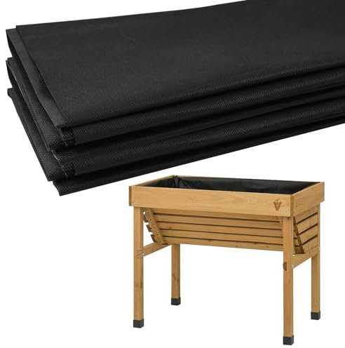 Udewo Fabric Liner for Large Veg Trough Outdoor Raised Bed Planter Liner Non Woven Black Vegetable Trugs Herb Planter Liner Heavy Duty Plant Grow Bags - Medium (160cm x 210cm)