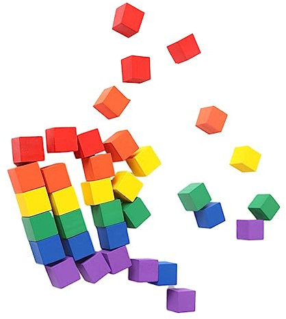 ifundom 100stücke Teiliges Bunter Holzbausteine Kleine Quadratische Würfel Robust Glatt Für Junge Mädchen DIY Bastelprojekte Kompatibel Mit Anderen Bausets Kreativ Und Langlebig