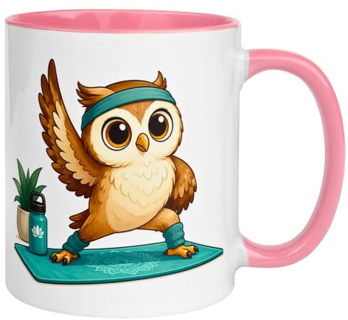 Yoga Tasse | Yoga Eule beim Sport | Eulen Geschenk Becher