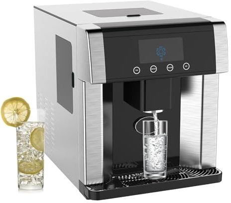 110W Commercial Ice Maker, 33lbs/24h Countertop Ice Water Machine, 3 Sizes Adjustable, Low Noise Ice Cube Machine for Restaurants, Bars, Coffee Shops, Hotels
