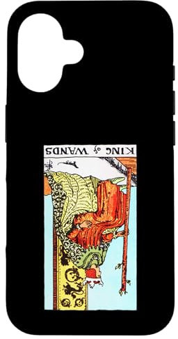 King of Wands Carte de tarot avec inscription « Reversed Rider Waite » Coque pour iPhone 16