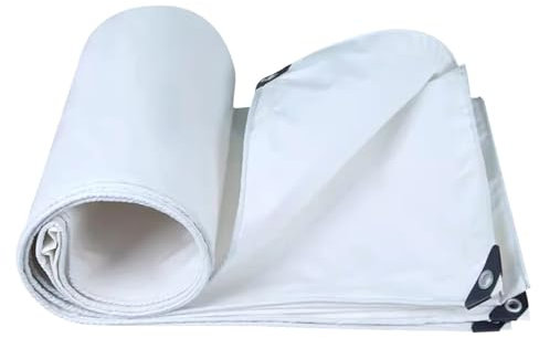 Telone resistente bianco rivestito in PVC, impermeabile, 1 x 3 m, occhielli e bordi rinforzati per uso esterno, ideale per tetti, terrazze, auto, barche, tende da campeggio