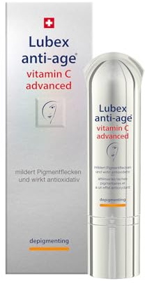 Lubex anti-age vitamin C depigmenting concentrate – Anti-Age Serum für einen ebenmäßigen Teint, reduziert Pigment- und Altersflecken, für jeden Hauttyp, hergestellt in der Schweiz, 30ml