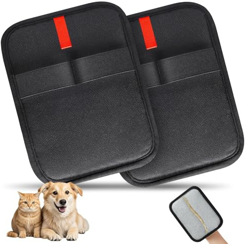 COMBLU Handschuh für Katzenpflege, Handschuhe zur Entfernung statischer Aufladung von Tierhaaren, wiederverwendbar Katze Hund elektrostatische Haarentferner Grooming Glove Tool (2)