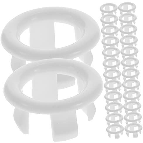SEWACC 50pcs Sink Overflow Covers Hollow Basin Trim Caps for Kitchen Bathroom Easy to Install Abs Drain Fittings for Sinks and Washbasins White