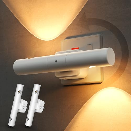 LOHAS-LED Night Light Plug in Wall, Night Lights with Dusk to Dawn Sensor | Dimmable 0-100 LM, Warm White 3000K, Uplighters for Living Room, Bathroom, Hallway, Kitchen, 2 Pack