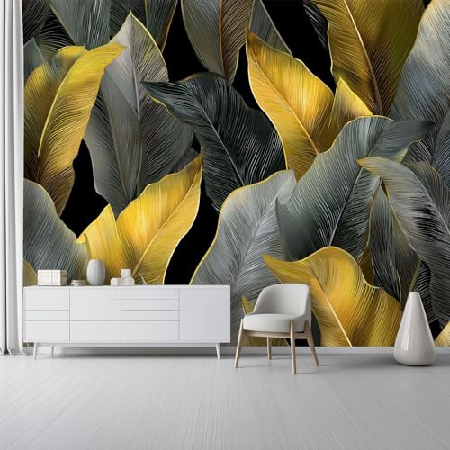 Generico Carta Da Parati Temi Pianta - 200 x 140 cm 3D Effetto Carta Da Parati Non Tessuto Decorazioni Per Soggiorno Camera Da Letto, Foglie Di Banano Texture Motivo Murales