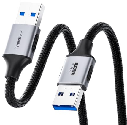 Hagibis USB to USB Cable, 10Gbps Data Transfer 60W Fast Charging USB 3.2 A to A Male to Male Cable for Computer, PC, Laptop, Cooler, DVD Player, Hard Drive Enclosures, Set Up Box (6.6FT)