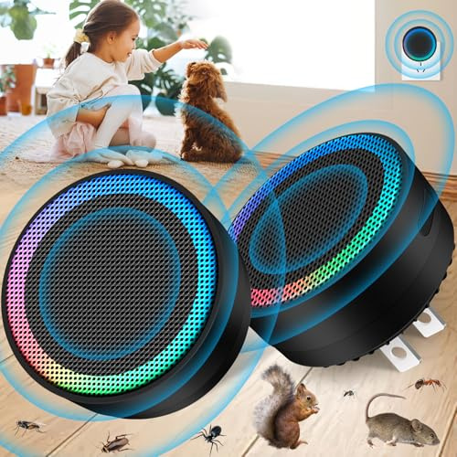 JNKNT Ultrasonic Pest Control Repellent, Insect Indoor Repellent Plug in, Mini Pest Control Device for House, Ultrasonic Repellent for Mouse, Rodent, Roach, Mice, Mosquito, Spider, Black-2 Pack