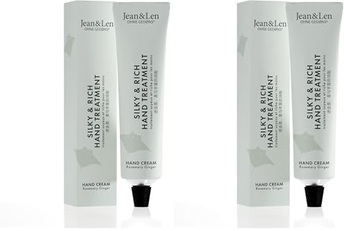 Jean & Len Silky & Rich Treatment Rosemary & Ginger, 100% recyclebare Alutube (ohne Deckel), reichhaltige Handcreme, sorgt für weiche Hände, ohne Parabene & Silikone, 75 ml (Packung mit 2)