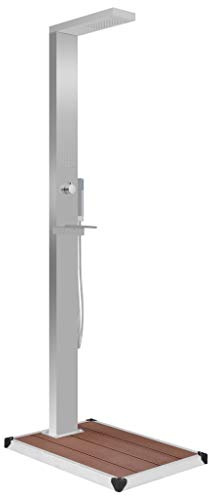 Generico Doccia da Esterno con Piatto in WPC Acciaio Inossidabile,Casa e Giardino,Piscine e Spa,Accessori per Piscina e Spa,Marrone,22.35 kg,3051289