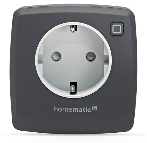 Homematic IP Schalt-Mess-Steckdose, anthrazit | Smart Home, Steckdose misst Strom, digitaler Zwischenstecker, Steuerung per App, Alexa/Google Home, Energie sparen, 161599A0