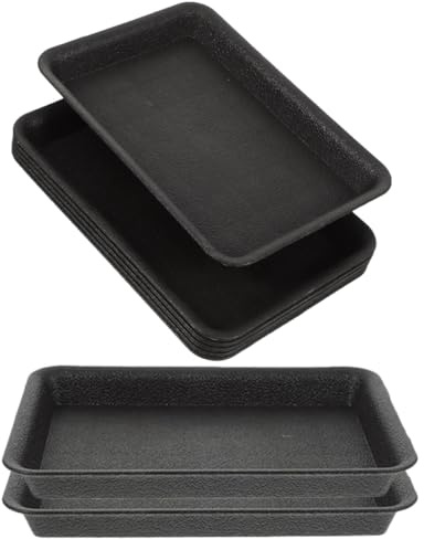 MAGICLULU 8 Piezas de Bandejas para Macetas Rectangulares Negras, Bandejas de Goteo sin Agujeros para Plantas de Interior, Platillos de Plástico Duraderos para Drenaje y Protección
