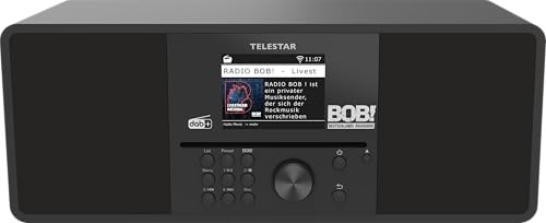 TELESTAR BOBs Rock Radio 2.0 – DAB+/Internetradio mit CD-Player – Schwarz | RADIO BOB! Sender vorinstalliert, Stereo, 2 × 15 W, Streamingdienste, Bluetooth Audio-Streaming & Sendefunktion, USB