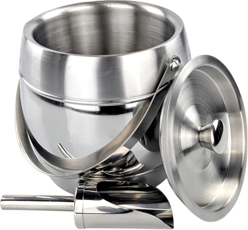 Metal Ice Bucket with Lid and Scoop for Parties- Insulated Stainless Steel Ice Bucket for Champagne, Wedding Gifts for the Couple, Housewarming Gifts, Premium Barware