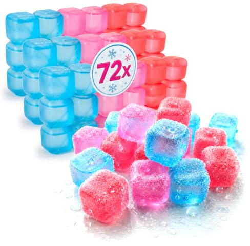 com-four® 72x Colorful Reusable Ice Cubes, Party Ice Cubes for Cooling | Party Ice Cubes for Chilling Drinks [Selection Varies]