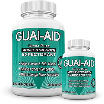 GUAI-AID 600mg Ultra-Pure Guaifenesin Veg. Capsules (Include 100 Size Bottle) Mucus Relief